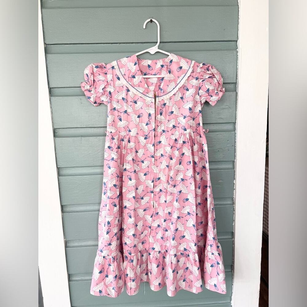 Vintage loomcraft ballerina dancer print dress girly feminine princess girls 50s